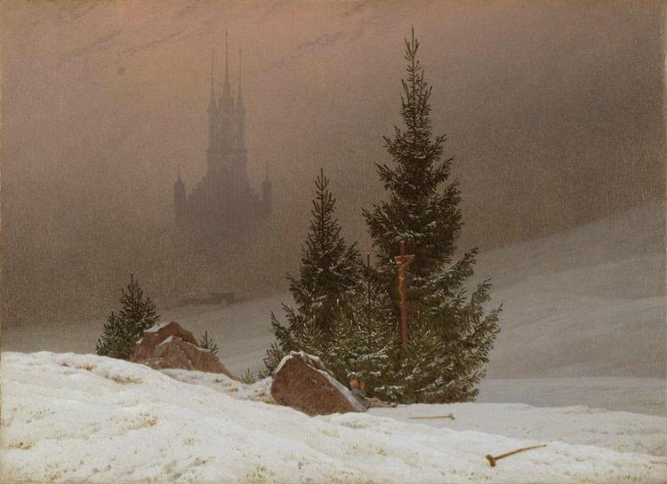 Caspar David Friedrich Winter Landscape with Church (mk10) oil painting image